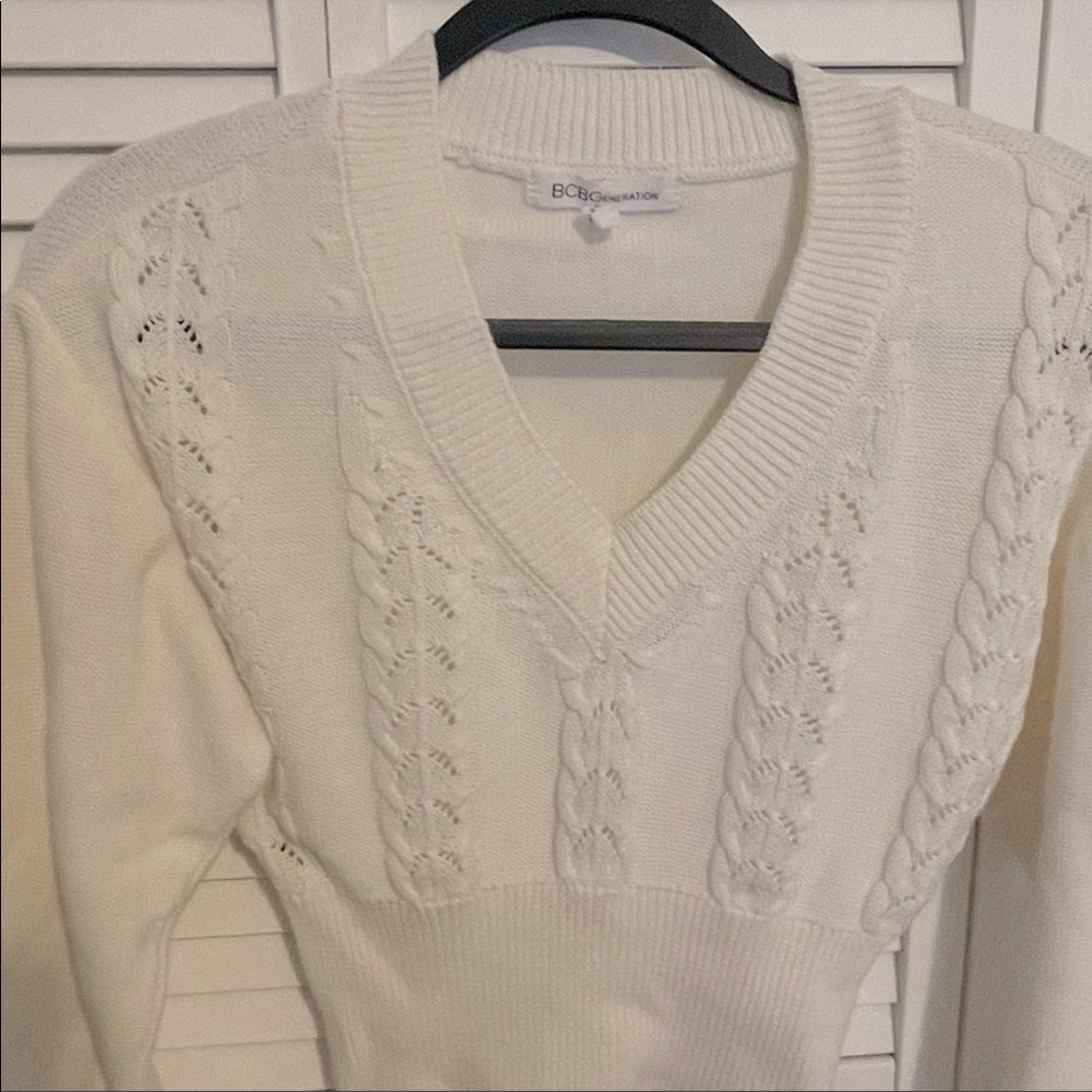 BCBG V- neck crop sweater